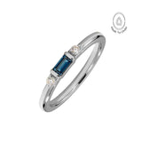 White or Yellow Gold London Blue Topaz Diamond Ring - Roxana - Dainty London