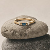 White or Yellow Gold London Blue Topaz Diamond Ring - Roxana - Dainty London