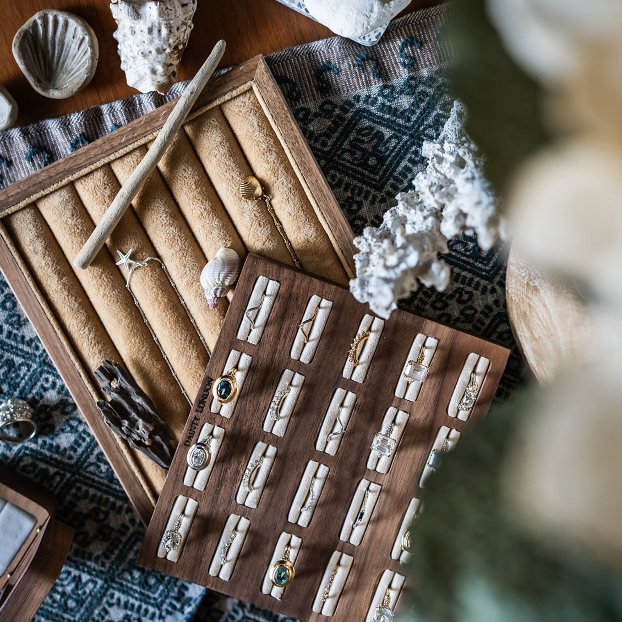 White or Yellow Gold London Blue Topaz Diamond Ring - Roxana - Dainty London