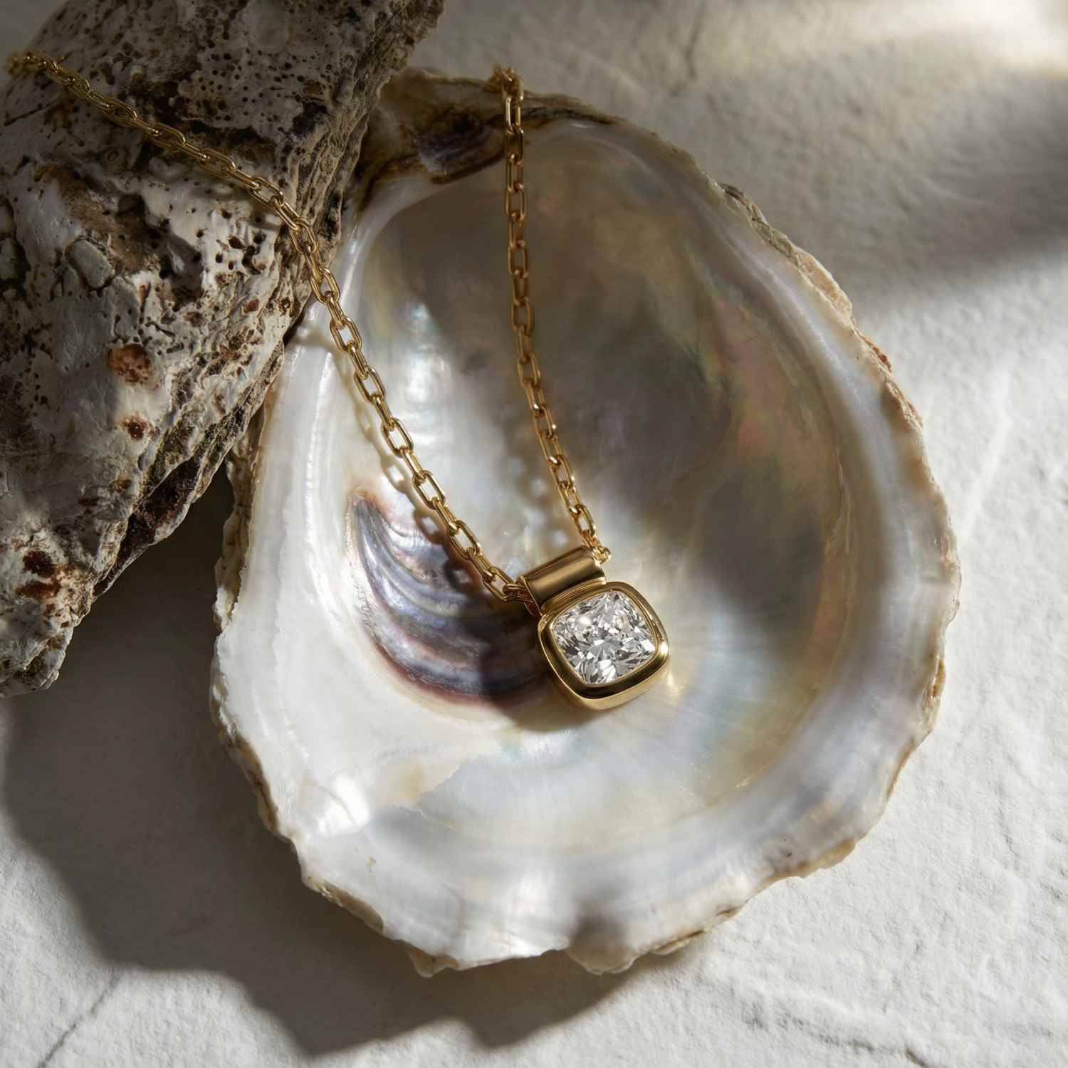 Yellow Gold Diamond Necklace - Adamas - Dainty London