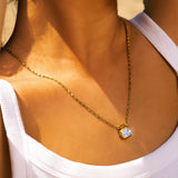 Yellow Gold Diamond Necklace - Adamas - Dainty London white gold diamond necklace, lab-grown diamond jewellery, statement gold necklace, vintage style jewellry, gift for her, ethical jewelry, everyday luxury necklace, modern statement necklace, layered jewellery, GIA certified diamond, bridal jewellery, evening wear necklace, birthday gift for women