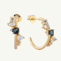 ethically sourced jewellery, topaz gemstone earrings, gold vermeil earrings, sterling silver jewellry, handmade gemstone earrings, gift for her, layered gradient earrings, elegant boho jewelry, sustainable jewellery gift, dawn to night earrings, unique gift for women, statement gemstone hoops, ethical luxury jewelry