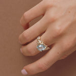 The Seraphina Ring - Aquamarine - Modern and Vintage Style - Ethical Luxury Rings - Dainty London solid gold ring, ocean blue beryl, nature inspired jewelry, handcrafted gold ring, ethical gemstone jewelry, bespoke UK ring, luxury engagement ring, anniversary gift, natural gemstone ring, handmade London jewelry, unique stackable ring, sustainable jewelry, gift for her