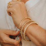 Chunky Gold Grain Bangle - Dainty London