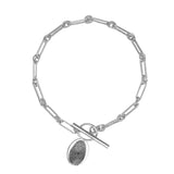 Chunky Silver Fingerprint Charm Bracelet - Dainty London