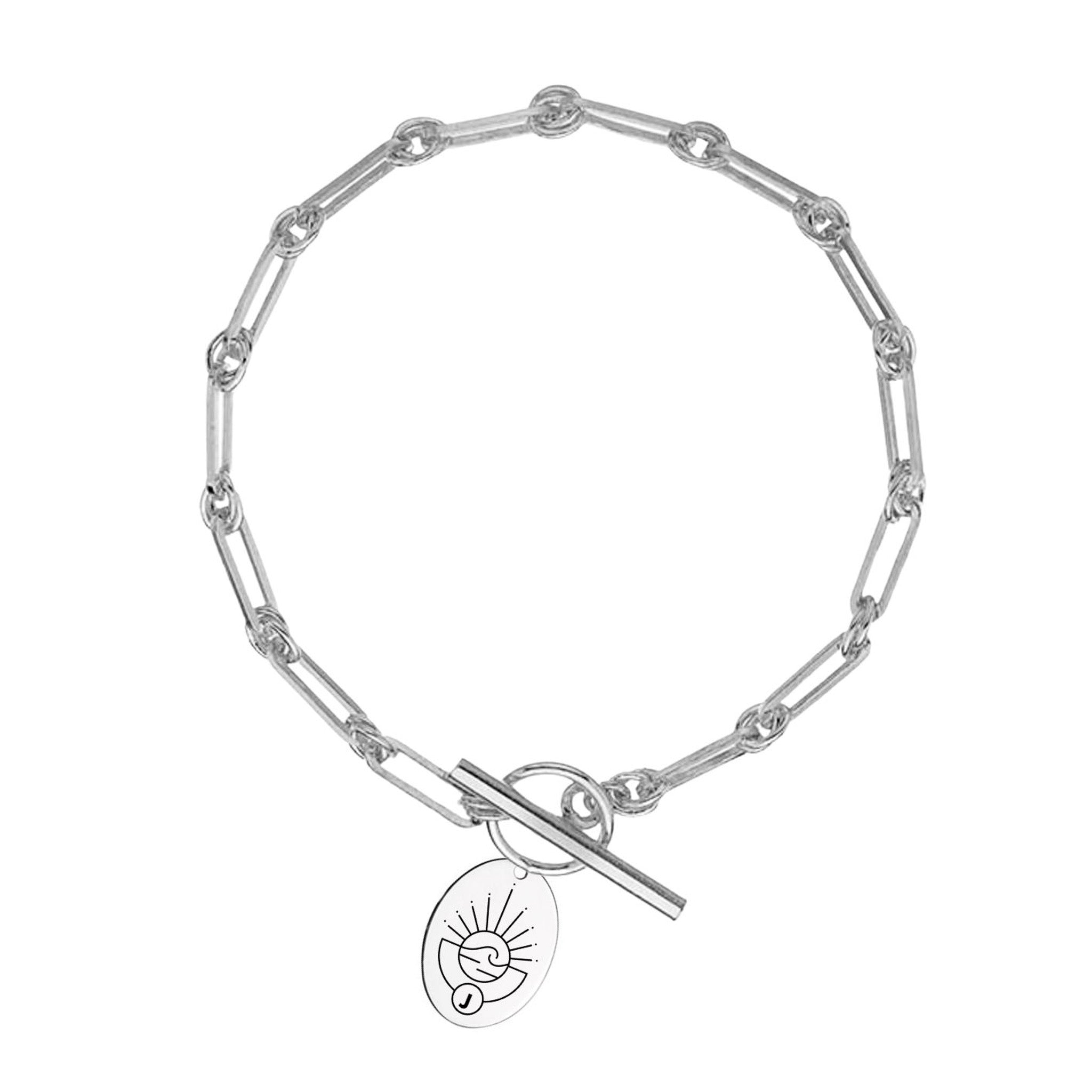 Chunky Silver Personalised Charm Bracelet - Dainty London