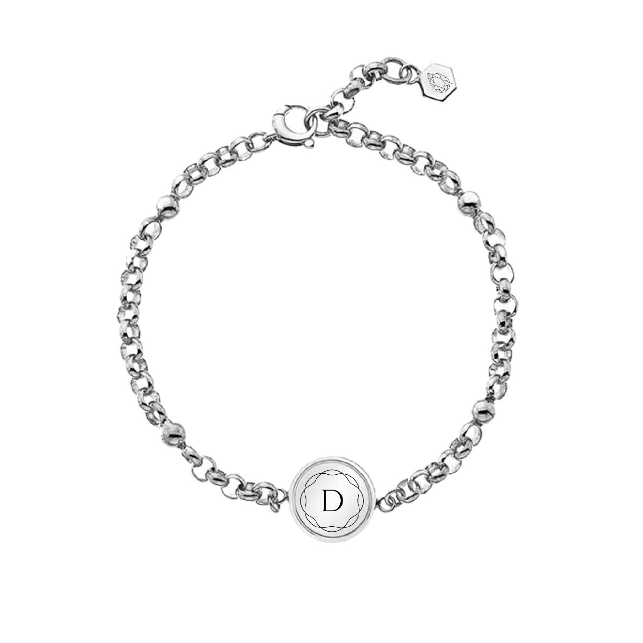 Chunky Silver Personalised Disc Bracelet - Dainty London