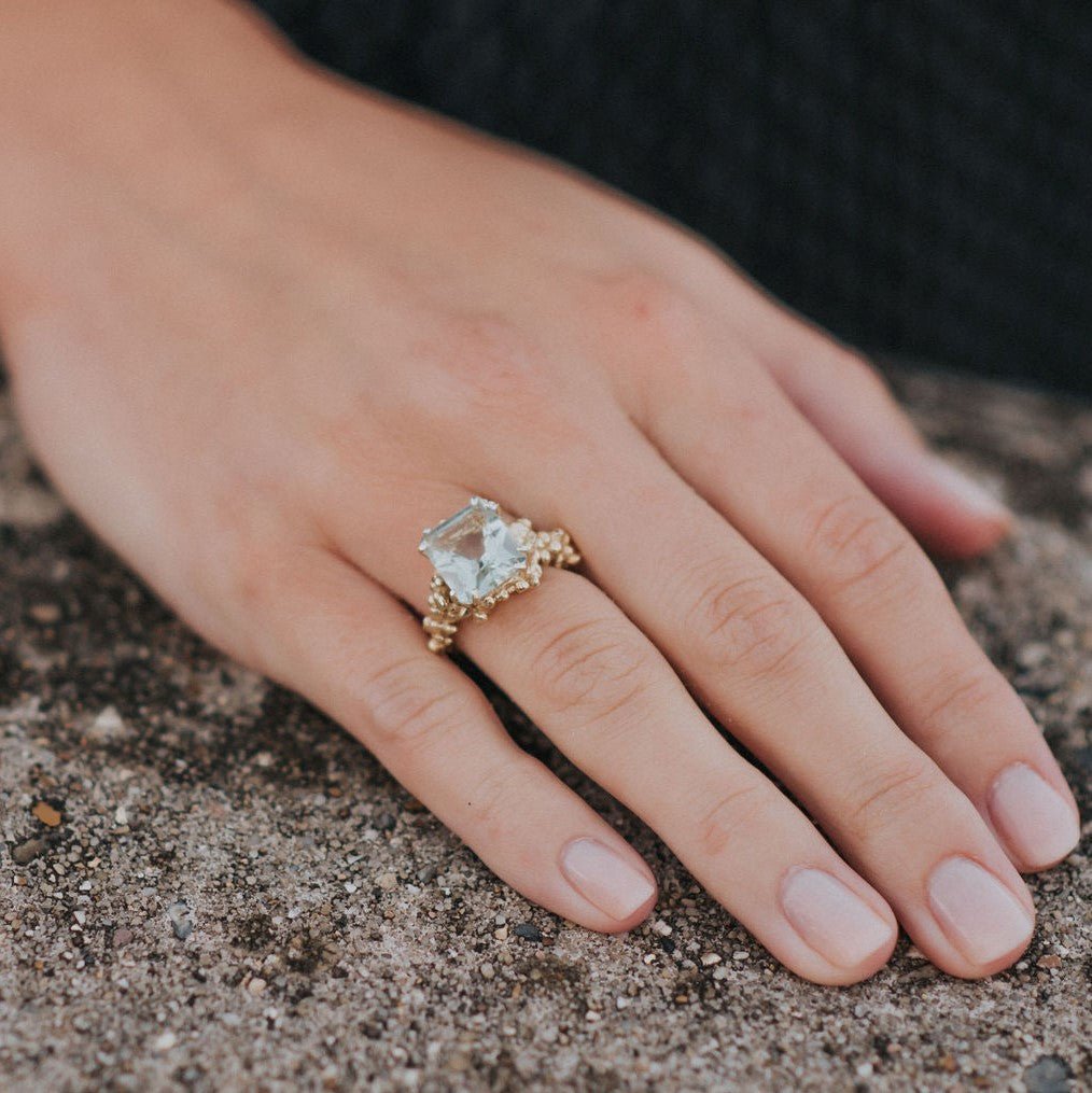 Gold or Silver Statement Green Quartz Ring - Giselle - Dainty London