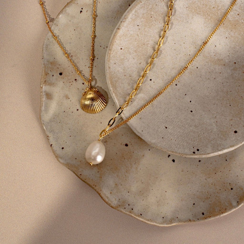 Gold Seashell Necklace - Dainty London- Necklace