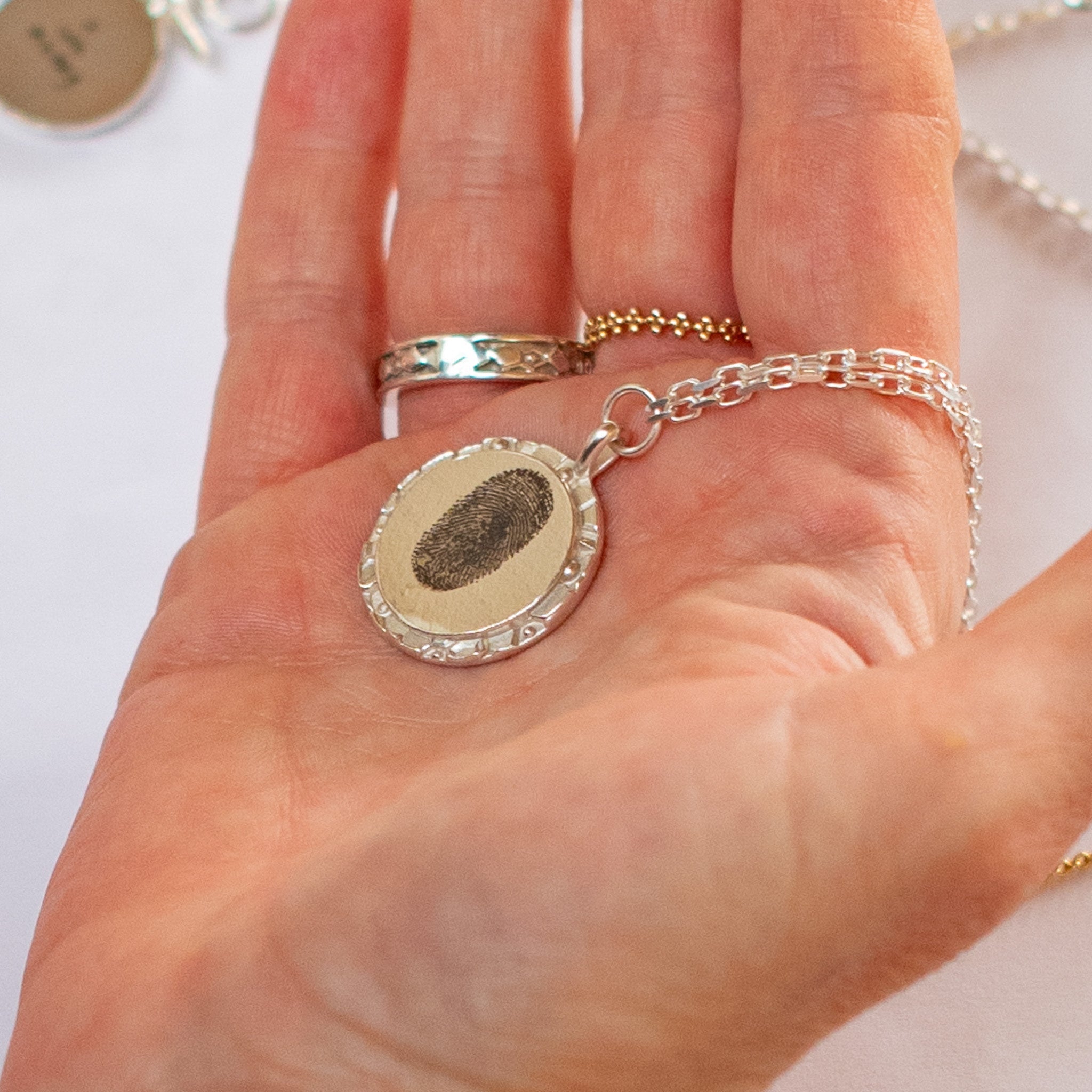Gold Utopia Fingerprint Disc Necklace - Dainty London