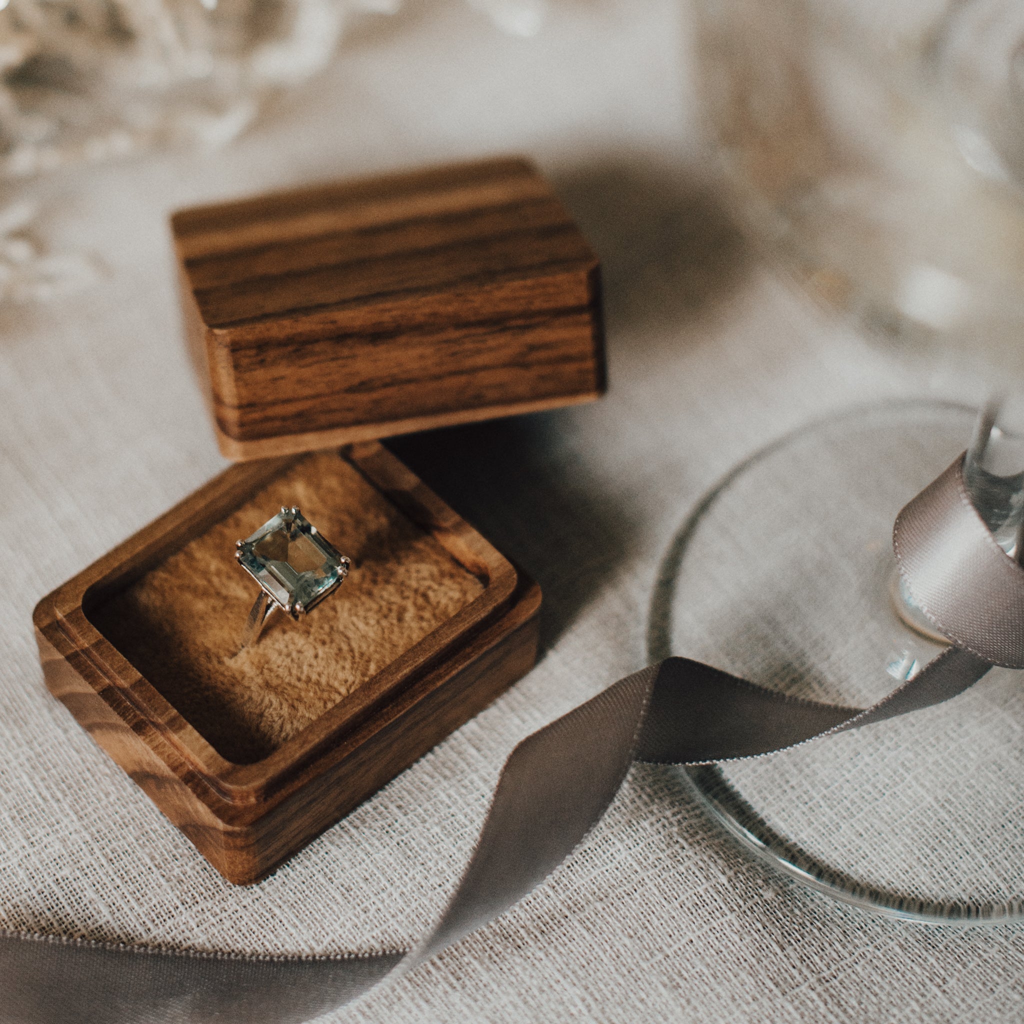 Silver Green Quartz Ring - Luna - Dainty London