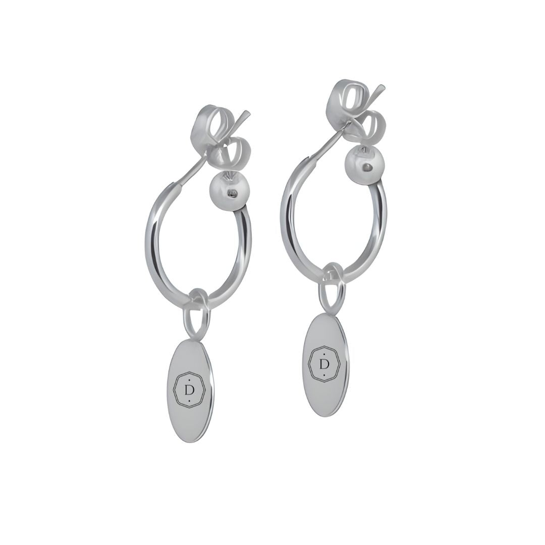 Silver Personalised Hoop Earrings - Dainty London