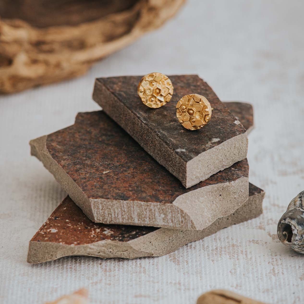 Solid Gold Hemera Studs - Dainty London