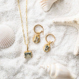 Solid Gold Large Green Quartz Necklace - Giselle - Dainty London